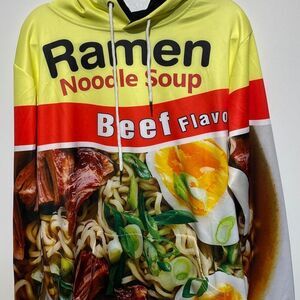 Mr. Bao Long & Miss Go Unisex Multicolor 3D Ramen Noodle Soup Hoodie Large